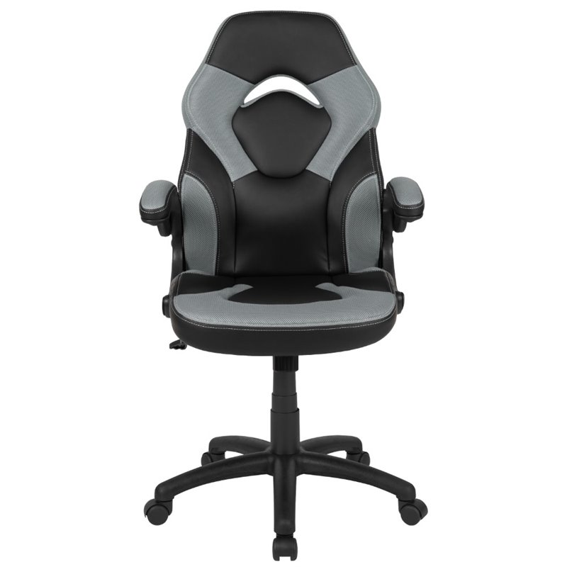 Bowery Hill Ergonomic Faux Leather Racing Gaming Chair in Gray