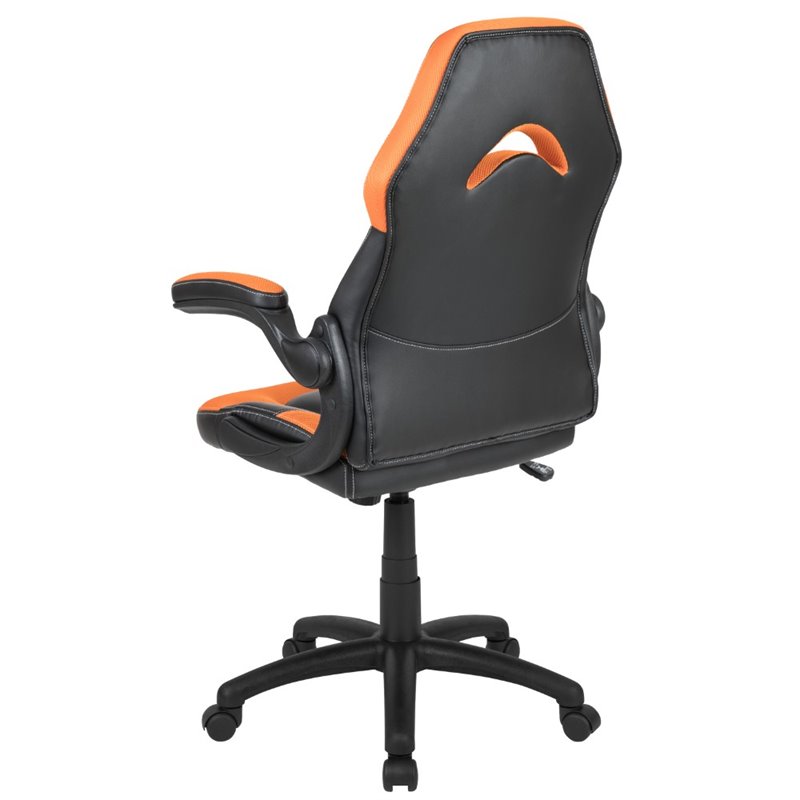 Bowery Hill Ergonomic Faux Leather Racing Gaming Chair in Orange