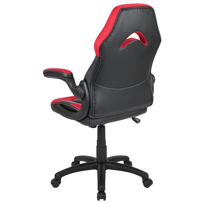 Bowery Hill Ergonomic Faux Leather Racing Gaming Chair in Red