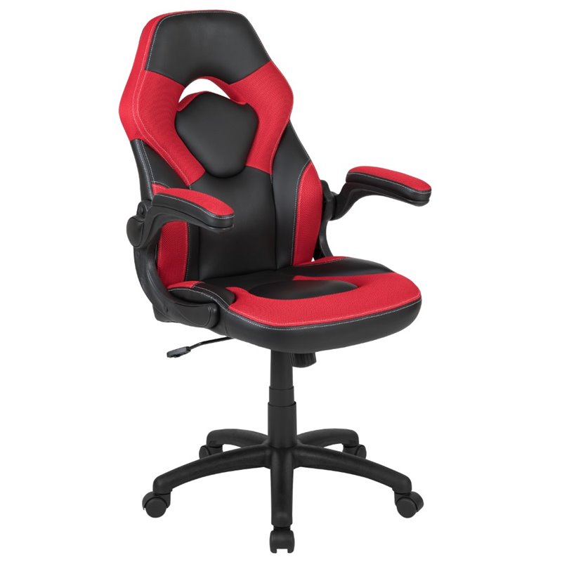Bowery Hill Ergonomic Faux Leather Racing Gaming Chair in Red
