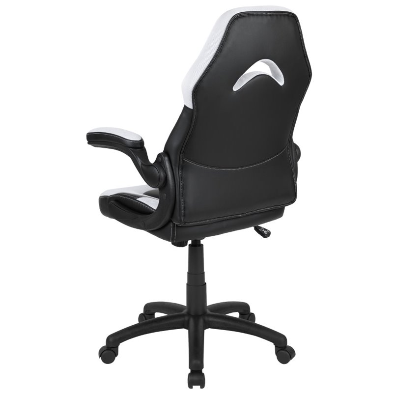 Bowery Hill Ergonomic Faux Leather Racing Gaming Chair in White