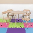 Bowery Hill 5 Piece Square Faux Leather Top Kids Folding Table Set in Tan