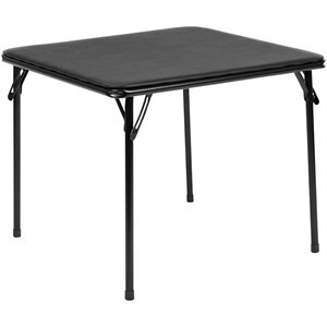 Bowery Hill Contemporary Vinyl Kids Folding Table In Black Finish