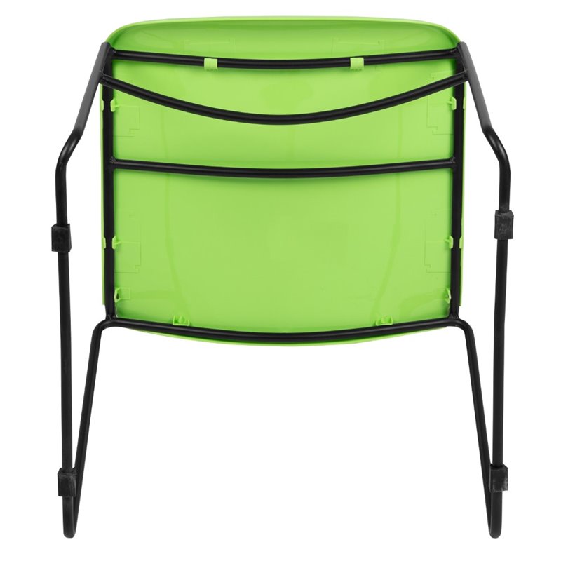 Bowery Hill Plastic Carry Handle Stacking Chair in Green and Black