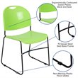 Bowery Hill Plastic Carry Handle Stacking Chair in Green and Black