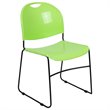 Bowery Hill Plastic Carry Handle Stacking Chair in Green and Black
