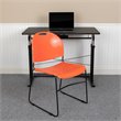 Bowery Hill Plastic Carry Handle Stacking Chair in Orange and Black