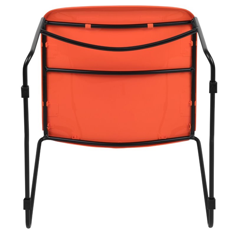 Bowery Hill Plastic Carry Handle Stacking Chair in Orange and Black
