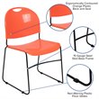 Bowery Hill Plastic Carry Handle Stacking Chair in Orange and Black