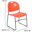 Bowery Hill Plastic Carry Handle Stacking Chair in Orange and Black