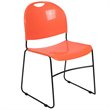 Bowery Hill Plastic Carry Handle Stacking Chair in Orange and Black