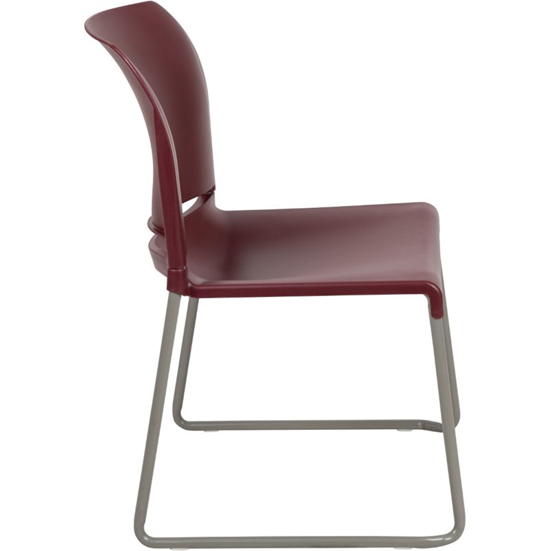 Bowery Hill Modern Plastic Sled Base Stacking Chair in Burgundy