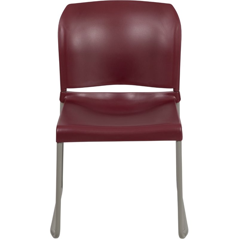 Bowery Hill Modern Plastic Sled Base Stacking Chair in Burgundy