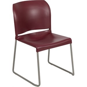 Bowery Hill Modern Plastic Sled Base Stacking Chair in Burgundy