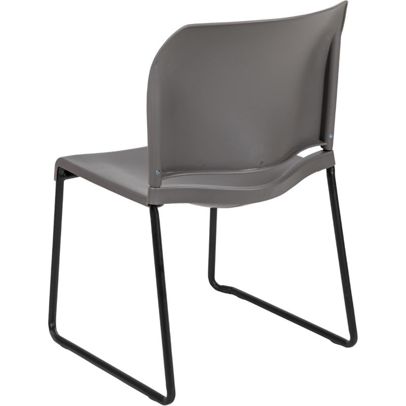 Bowery Hill Contemporary Plastic Sled Base Stacking Chair in Gray