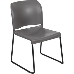Bowery Hill Contemporary Plastic Sled Base Stacking Chair in Gray