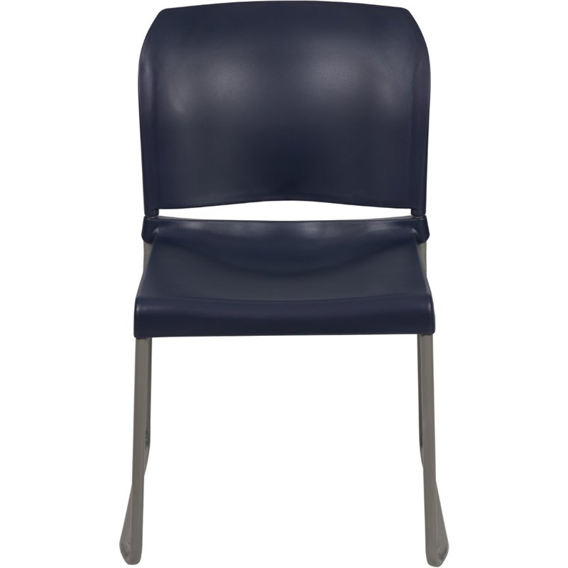 Bowery Hill Contemporary Plastic Sled Base Stacking Chair in Navy