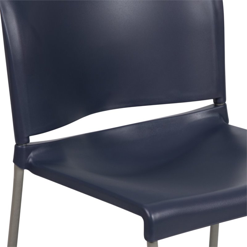 Bowery Hill Contemporary Plastic Sled Base Stacking Chair in Navy