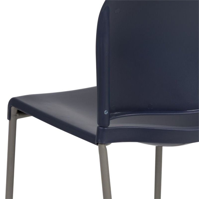 Bowery Hill Contemporary Plastic Sled Base Stacking Chair in Navy