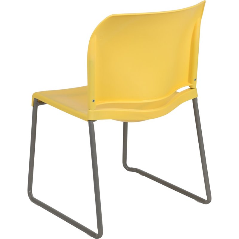 Bowery Hill Modern Plastic Sled Base Stacking Chair in Yellow