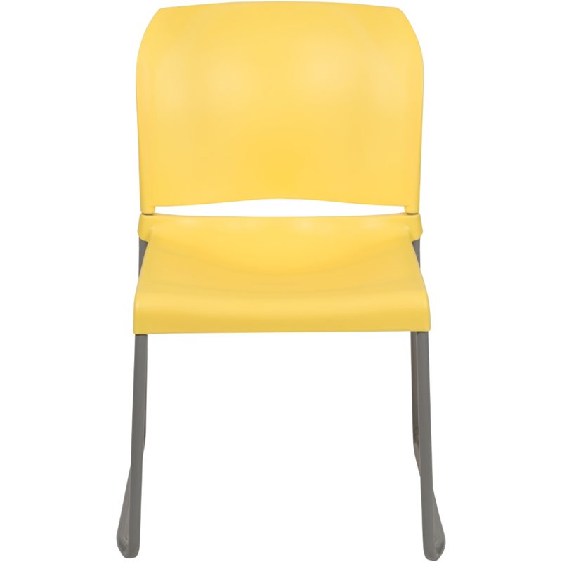 Bowery Hill Modern Plastic Sled Base Stacking Chair in Yellow