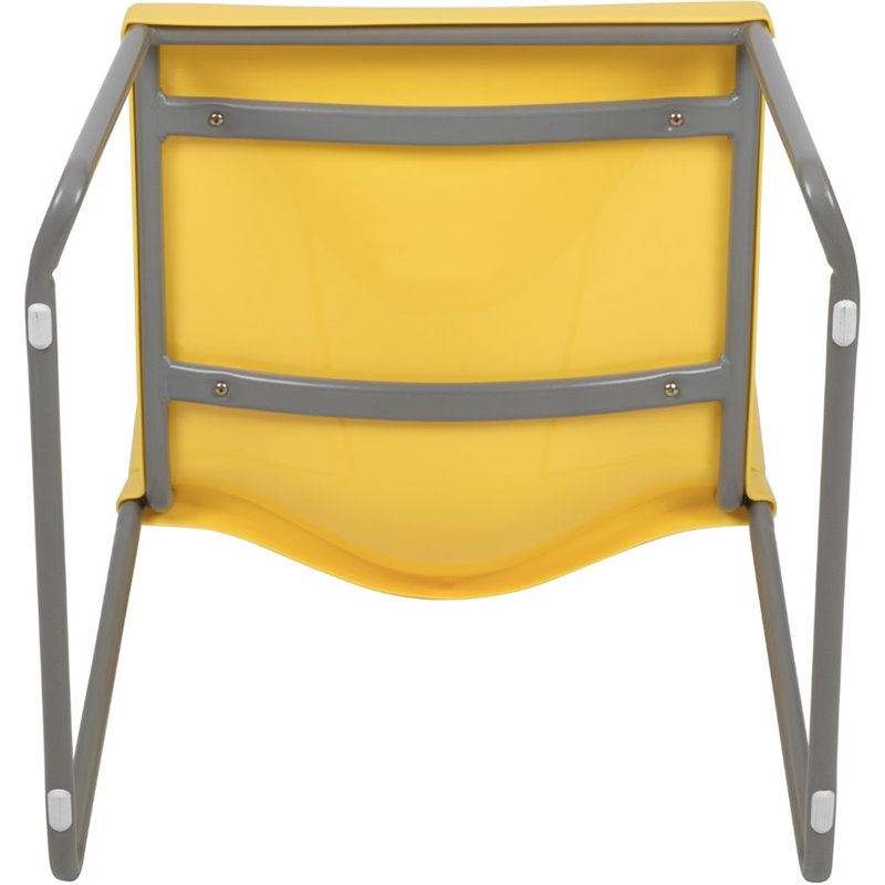 Bowery Hill Modern Plastic Sled Base Stacking Chair in Yellow