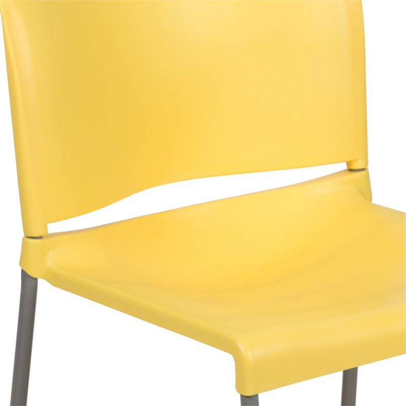 Bowery Hill Modern Plastic Sled Base Stacking Chair in Yellow