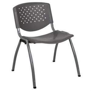 Bowery Hill Contemporary Plastic Textured Stacking Chair in Gray