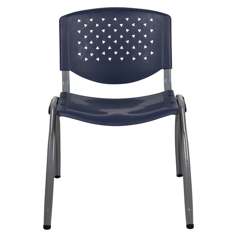 Bowery Hill Plastic Textured Stacking Chair in Navy and Gray