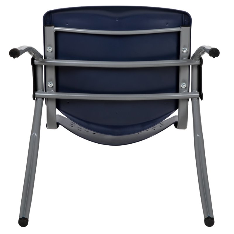 Bowery Hill Plastic Textured Stacking Chair in Navy and Gray