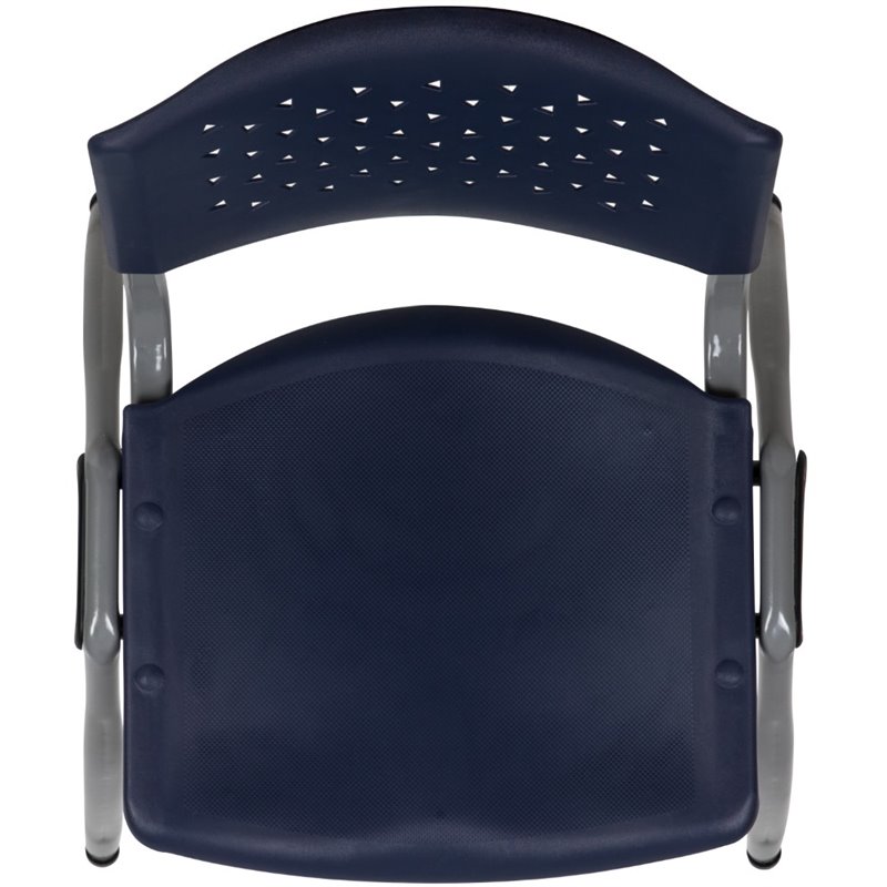 Bowery Hill Plastic Textured Stacking Chair in Navy and Gray