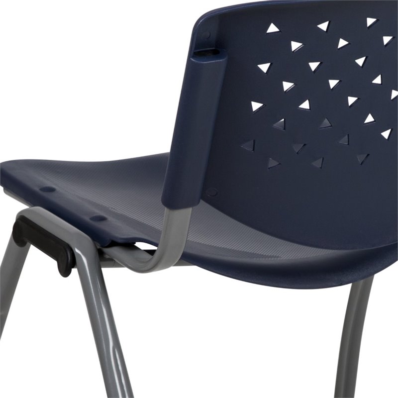 Bowery Hill Plastic Textured Stacking Chair in Navy and Gray