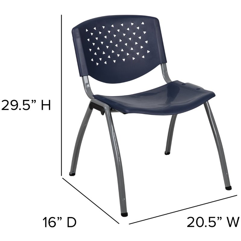 Bowery Hill Plastic Textured Stacking Chair in Navy and Gray