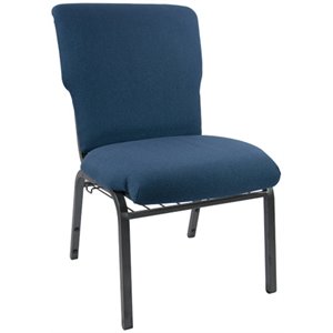 Bowery Hill Modern 21&quot Fabric Church Chair in Navy and Silver Vein