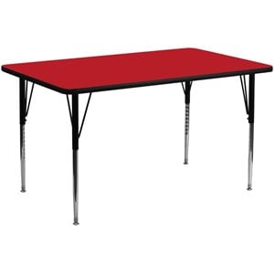 Bowery Hill 60&quot x 24&quot Laminate Top Adjustable Activity Table in Red