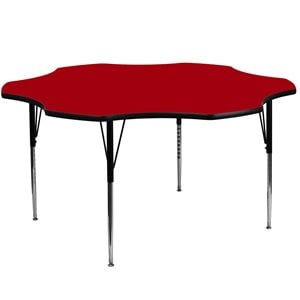 Bowery Hill 31&quot x 60&quot Flower Thermal Fused Top Activity Table in Red