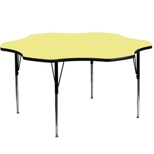 Bowery Hill 31&quot x 60&quot Flower Thermal Fused Top Activity Table in Yellow