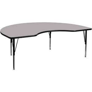 Bowery Hill 26&quot x 96&quot Kidney Thermal Fused Top Activity Table in Gray