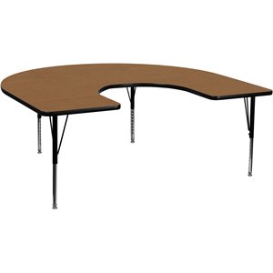 Bowery Hill 26&quot x 66&quot Horeshoe Thermal Fused Top Activity Table in Oak