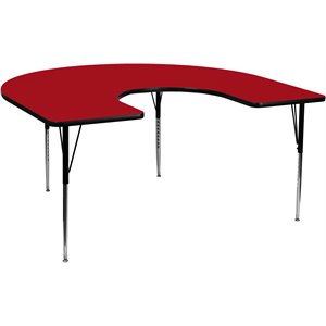 Bowery Hill 31&quot x 66&quot Horeshoe Thermal Fused Top Activity Table in Red