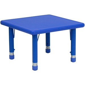 Bowery Hill 24&quot Square Height Adjustable Plastic Activity Table in Blue