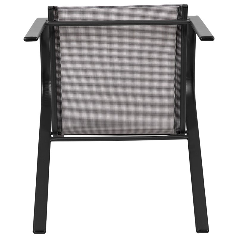 Bowery Hill Modern Gray Outdoor Stack Chair with Metal Frame