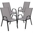 Bowery Hill Modern Gray Outdoor Stack Chair with Metal Frame