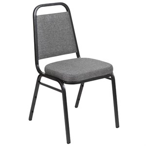 Bowery Hill Stackable Trapezoidal Back Banquet Chair in Gray and Silver