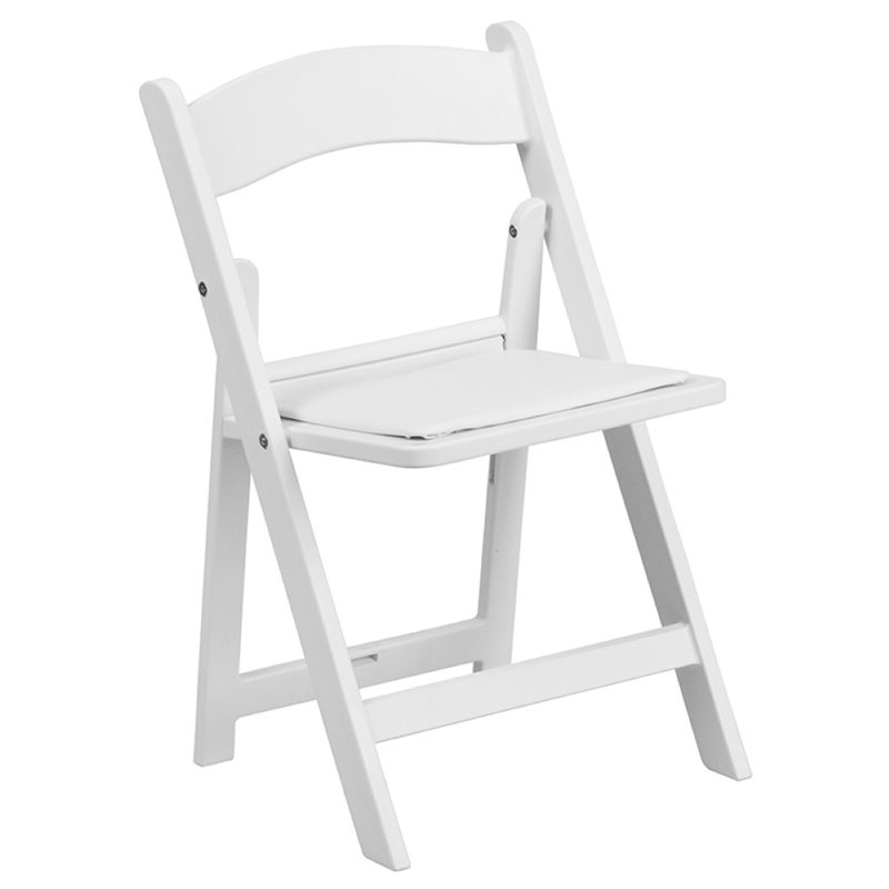 Bowery Hill Kids Resin Vinyl Padded Seat Folding Chair in White (Set of 2)