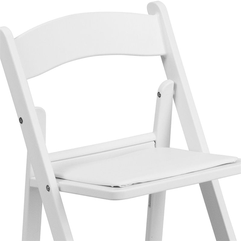 Bowery Hill Kids Resin Vinyl Padded Seat Folding Chair in White (Set of 2)