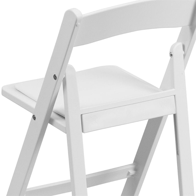 Bowery Hill Kids Resin Vinyl Padded Seat Folding Chair in White (Set of 2)