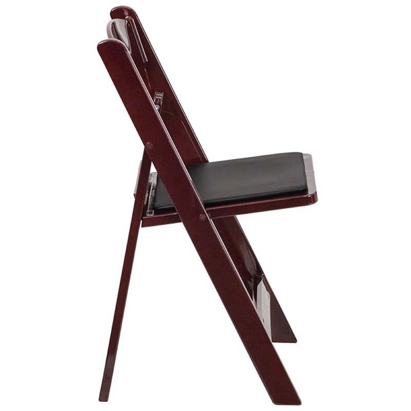 Bowery Hill Vinyl Padded Seat Folding Chair in Mahogany (Set of 2)
