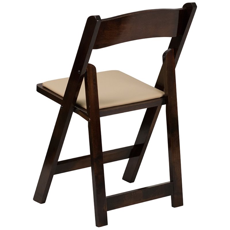 Bowery Hill Wooden Vinyl Seat Folding Chair in Fruitwood (Set of 2)