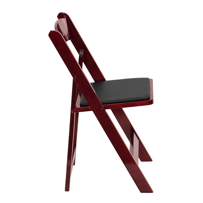 Bowery Hill Wooden Vinyl Seat Folding Chair in Mahogany (Set of 2)